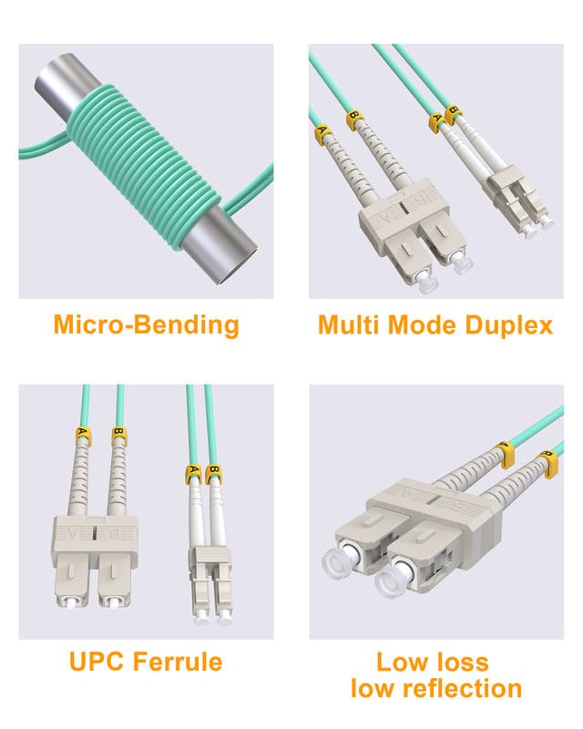 Câble fibre optique OM3 LC-SC multimode 10 Go Duplex LSZH 10m - 6