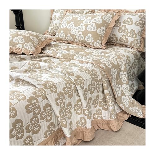 GBHMJU Colcha Boutí Estampada Fina para Todas Las Estaciones Cubre Cama Multiusos Diseño Unicolor Suave y Ligero Algodón para Camas 150/180/200cm(Camel,270x250cm 1 Piece)