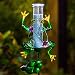 BOAER Solar Powered Rain Gauge Outdoor,Metal Frog Figurine Stake for Garden, LED Lights Glass Tube (Solar Rain Gauge)
