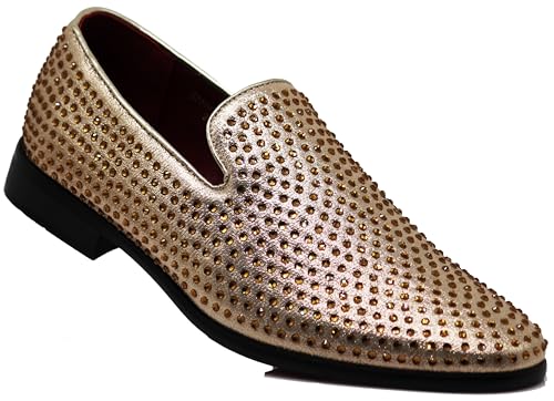 SPK26 Men's Vintage Velvet Rhinestone Designer Dress Loafers Slip