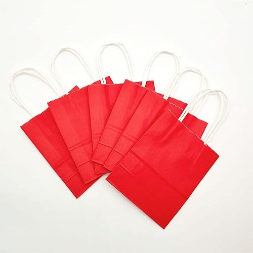 Miniatura 6 de JEYE Bolsas de regalo de papel de tamaño mini rojo con asa, paquete de 12, 5.9 x 4.7 x 2.4 pulgadas, perfectas para Navidad, cumpleaños, boda, baby