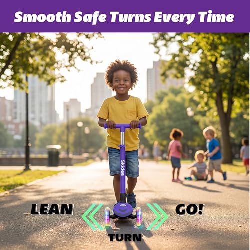 Image of SKIDEE Kick Scooter for Kids Ages 3-5 | Foldable 3 Wheel Scooter with Lean-to-Steer, Adjustable Height, Removable Seat & LED Light Wheels | Toddler Scooter Up to 12 Year Old Boys /Girls