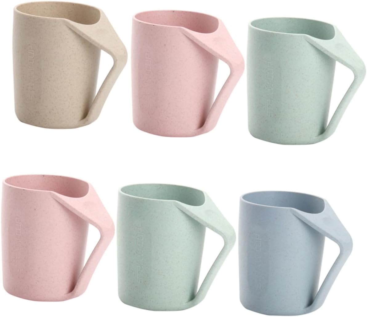 WOONEKY 6Pcs Wheat Straw Toothbrush Cups Drink Mugs for Adults Students Versatile Rinsing Drinking Use Random Color