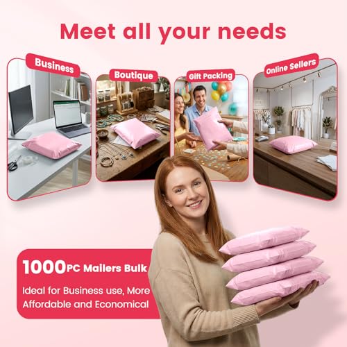 Image of Metronic Poly Mailers 10x13 1000 Pack, Small Bulk Shipping Bags for Clothes