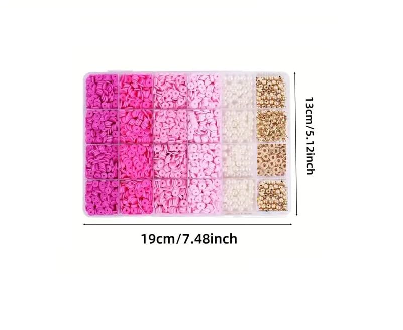 Image of MAGHROLA Pink Clay Beads Kit for Bracelets Making, Polymer Heishi Beads for Jewelry Making, Friendship Bracelet Kit for Girls Adults, Spacer Pearl Beads for Necklace Earring DIY (DIYBeadsSet-1) (Pink)