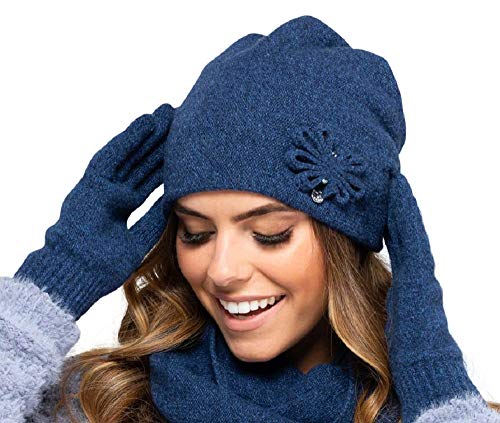 Preisvergleich Produktbild Kamea Damen Mütze Kopfbedeckung Herbst Winter Kansas, Dunkelblau,Uni