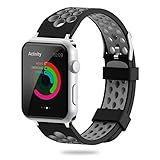 For Apple Watch Band 38mm 42mm,YiJYi Soft Silicone Sport Strap Replacement Wristband iWatch Bands for Apple Watch Series 3,Series 2,Series 1 (1.Gray-Black, 42mm)