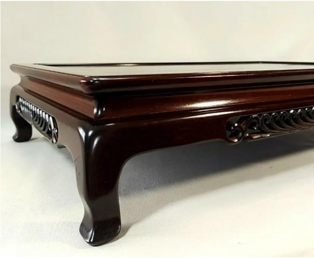 大阪唐木指物 本紫檀 花台 無垢 伝統的工芸品 菊透かし彫り 日本製