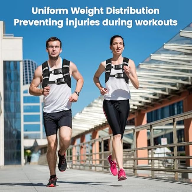 Zikopomi Weighted Vest Woman Man, 6lb/8lb/12lb/16lb/20lb/25lb/30lb Weight Vest with Reflective Stripes for Workout, Strength Training, Running, Fitness, Muscle Building, Weight Loss, Rucking Vest