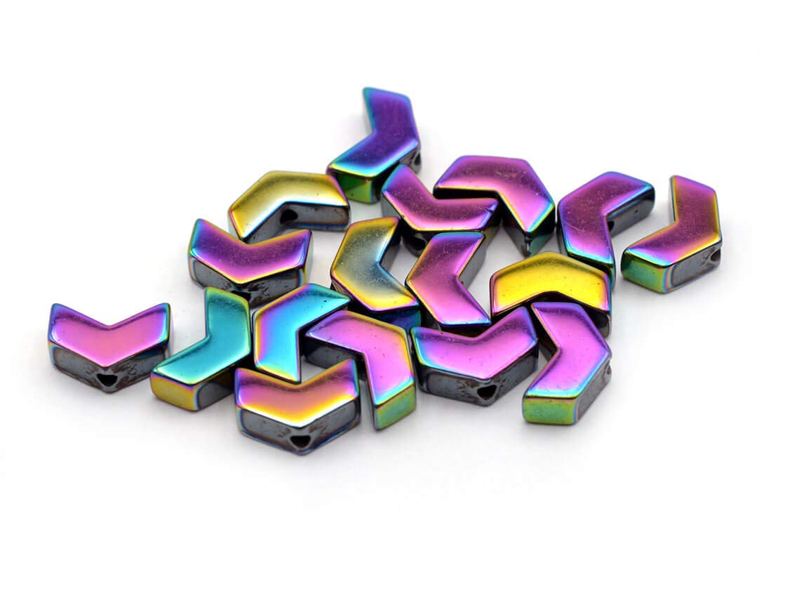 Vintageparts Synthetic Hematite Arrow Beads in Multicoloured 20 Pieces for Jewellery Making Yourself