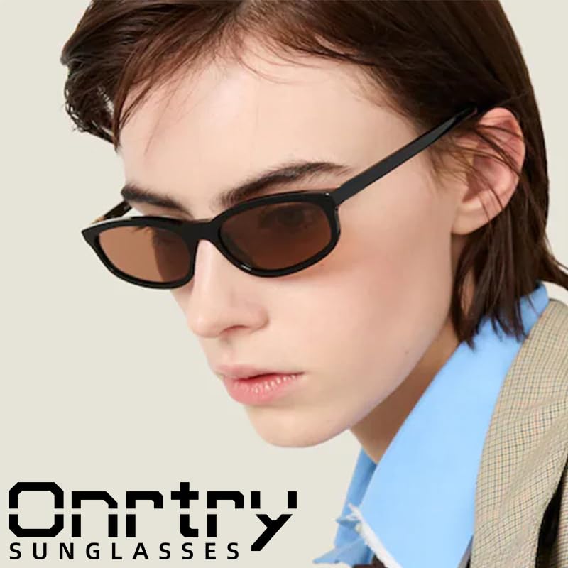 Onrtry Narrow Rectangle Sunglasses for Women Men Vintage Small Square Frame Sun Glasses 90s Style Cat Eye Sunnies2