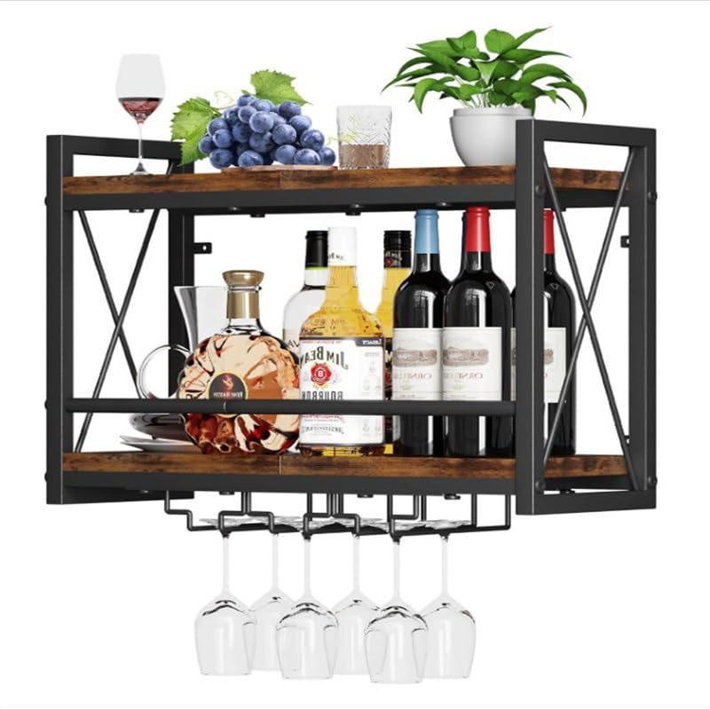 Porte-bouteilles mural bois et métal pour une cuisine bistrot
