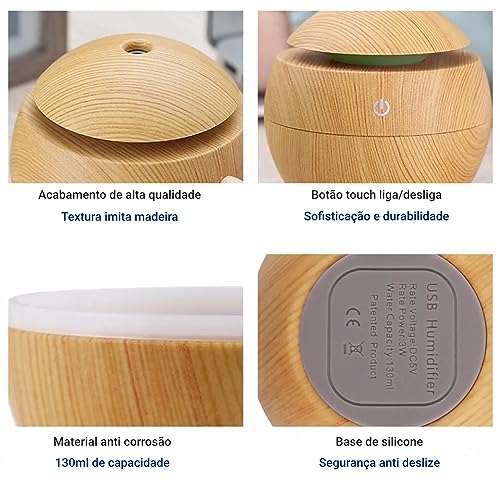 Umidificador De Ar Portátil Purificador Ultrassônico USB Difusor De Aromas Mini Aromatizador De Ambi