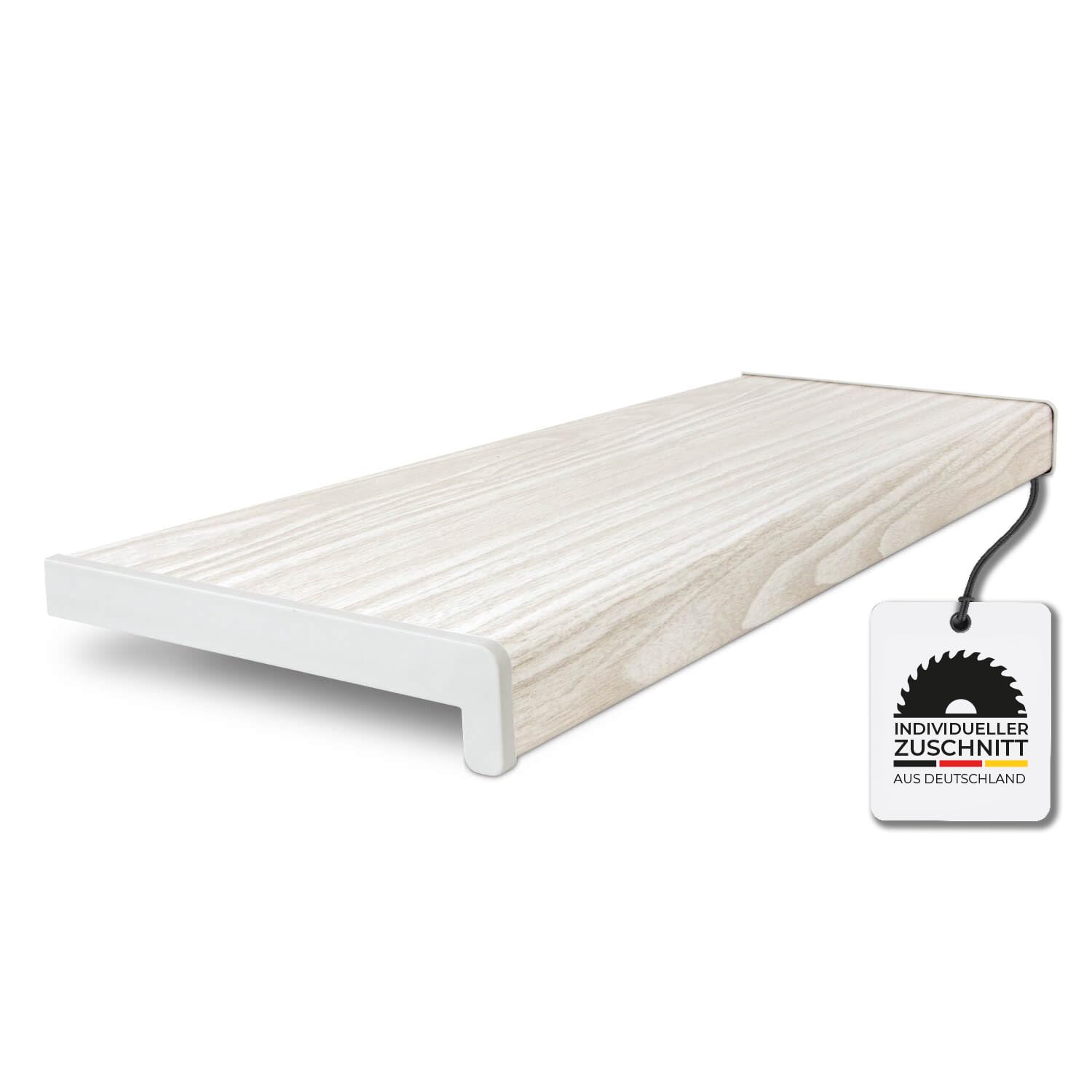 HausFux Fensterbank innen Kunststoff | PVC nach Maß inkl. Seitenabschlüsse (Skandinavische Eiche, T x L | 20 x 120 cm)