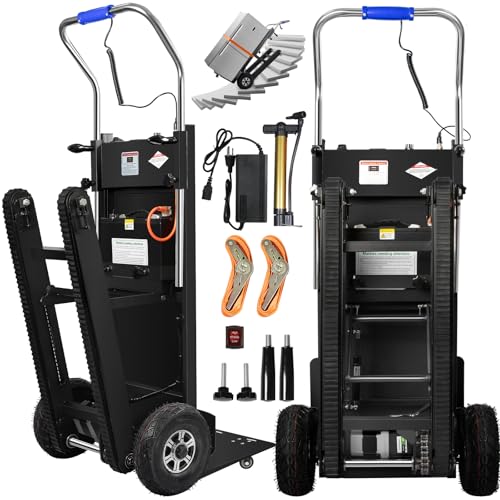 Afitdon - Carretilla eléctrica (1250 W, con capacidad de carga de 408 kg, para escaleras y bajadas, con cuerda de seguridad y bomba de aire, para transporte de muebles 4D2