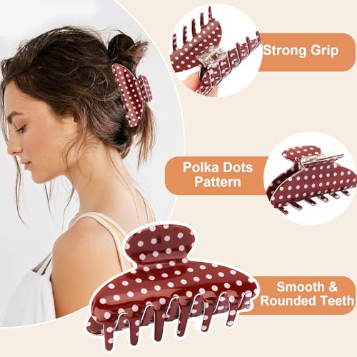 3 Piezas de Pinzas para el Cabello con Motivo de Lunares, Clips Antideslizantes de Acetato para Cabello Grueso, Accesorios para Peinados Recogidos y Medio Recogidos miniatura 5