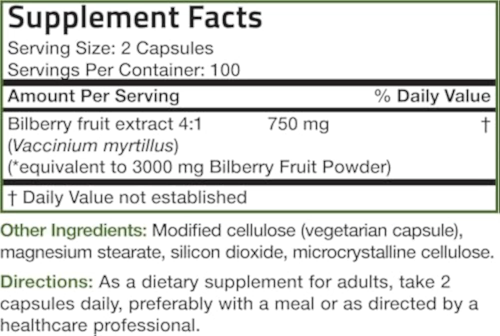 Bilberry Extra Strength Capsules, 200 Vegetarian