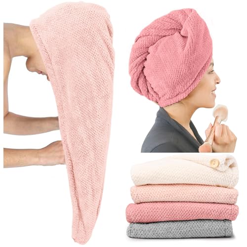 ROLSHOL 4 Pack Extra Large Microfiber Hair Towel Wraps for Women