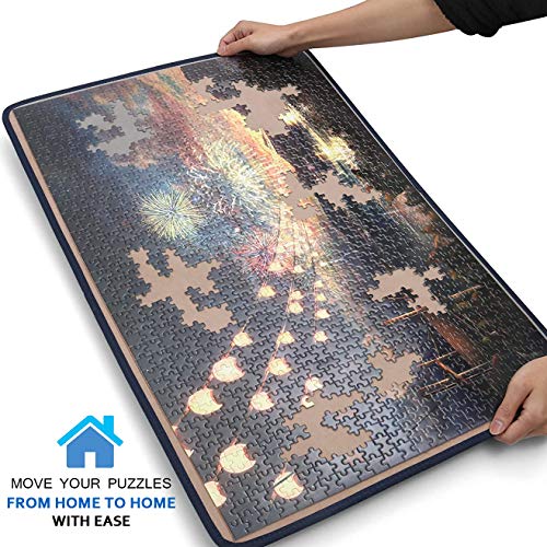 Jigsaw Puzzle Board Portable Puzzle Mat, Puzzle Organizer and Storage, Fits 1000 Piece Puzzles, Non-Slip Felt Surface, Lightweight, 23\" x 32\" - Thumbnail 4