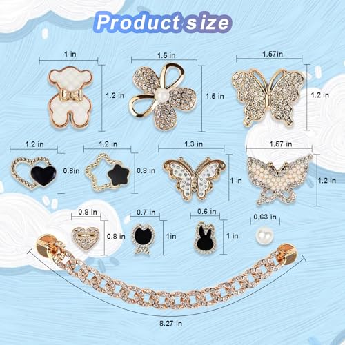 Image of Charms for Bogg Bag,Pearls,Butterfly Flowers and Chain for Bogg Bag Accessories Charms(20 pcs)