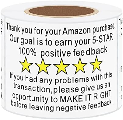 Hybsk 2"x3" Amazon Thank You for Your Purchase Feedback Stickers Amazon Shipping Supplies Labels Adhesive Label 200 Per Roll (Amazon)