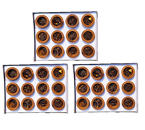 Aviraj Loban Cups Dhoop for Pooja (36 Cups) | Havan Cups for Pooja | Natural Guggal/Sambrani Cup Dhoop Original | Charcoal Free | Pack of 3 (12 Cups/Pack + 1 Burner Plate/Pack)