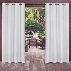 Cortinas Loneta Exterior ele ELEOPTION Cortinas de Exterior, Resistentes al Agua, Protección UV, Cortina Exterior con Ojales, Cortina Opaca para Jardín, Patio, Balcón, Blanco, 1 Trozo / 132 X 240cm