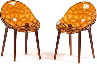 Chaises de Salle à Manger Transparentes en Polycarbonate, chaises de Cuisine Design Moderne et élégant - Diamante (2 chaises, Ambre)