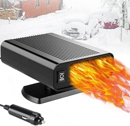 Portable Car Heater Fan 12v Modes 150w Windshield Defroster Automobile Heater Warmer Vehicle Demister Fast 2 in 1 Heating Cooling Dryer Auto 360-degree Rotation Heater Fan