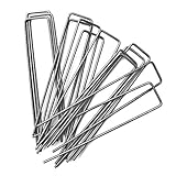 Erdanker Bodenanker Erdnägel Zeltheringe Stahl Bodenanker Zeltnägel Galvanischer Stahl Verzinkt f. Unkrautvlies Zelt Erdspieß Hering Uförmig (3x20 cm, 50 Stück)