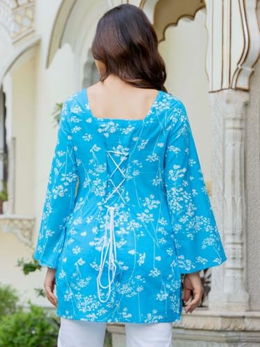 Image of Women's Cotton Printed A-line Straight Short Kurti