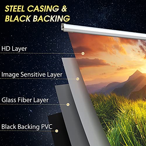 Image of 110 inch Motorized Projector Screen - Indoor and Outdoor Movies Screen 110 inch Electric 16:9 Projector Screen W /Remote Control
