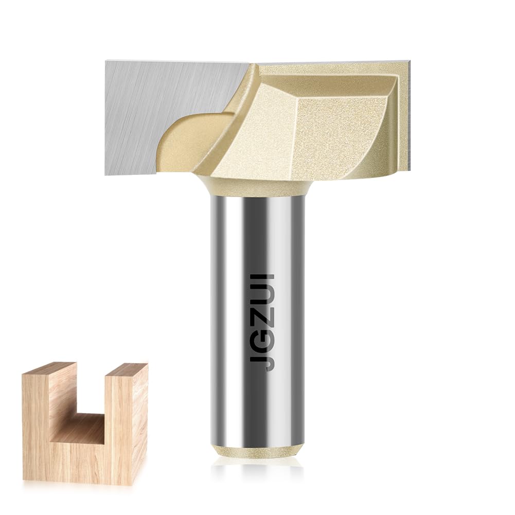 1/2inch Shank Router Bits, 1-5/8" Diameter, Carbide Tipped Cleaning Bottom Bit for Surface Planning, Industrial Grade Cutting Tools for Woodworking (1