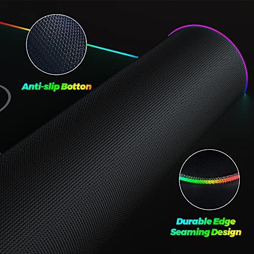 Dierya Large Gaming Mouse Mat with 12 RGB Lighting Modes, Special-Textured Smooth Waterproof Surface RGB Mouse Pad, Mousepad Non-Slip Rubber Base for Computer/Laptop/Desk(800 x 300 x 4 mm,Black)