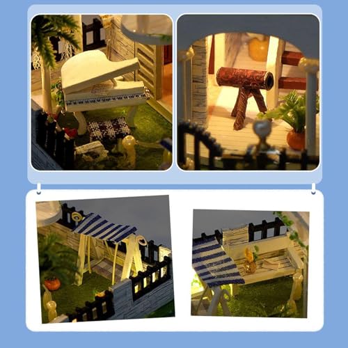 Kit Maison de Miniature en Bois 3D avec Éclairage LED et Décor Maison Moderne - 6