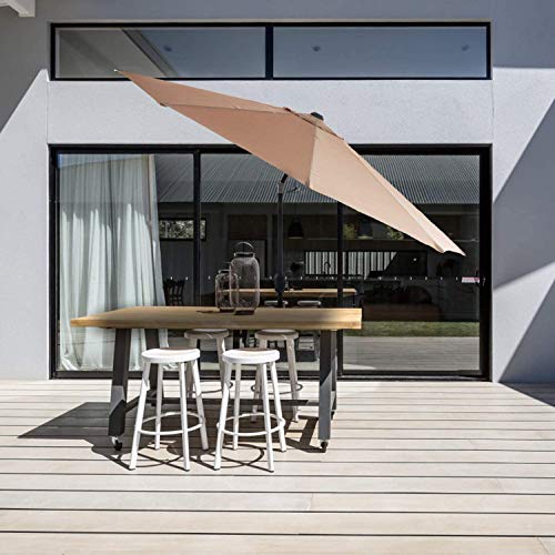 Aoxun 9 Ft Patio Umbrella,Outdoor Umbrella With Crank And 8 Ribs, Polyester Aluminum Alloy Pole Tilt Button Outside Table Umbrella.fade Resistant Water Proof Patio Table Umbrella(Sandy) #TOP23