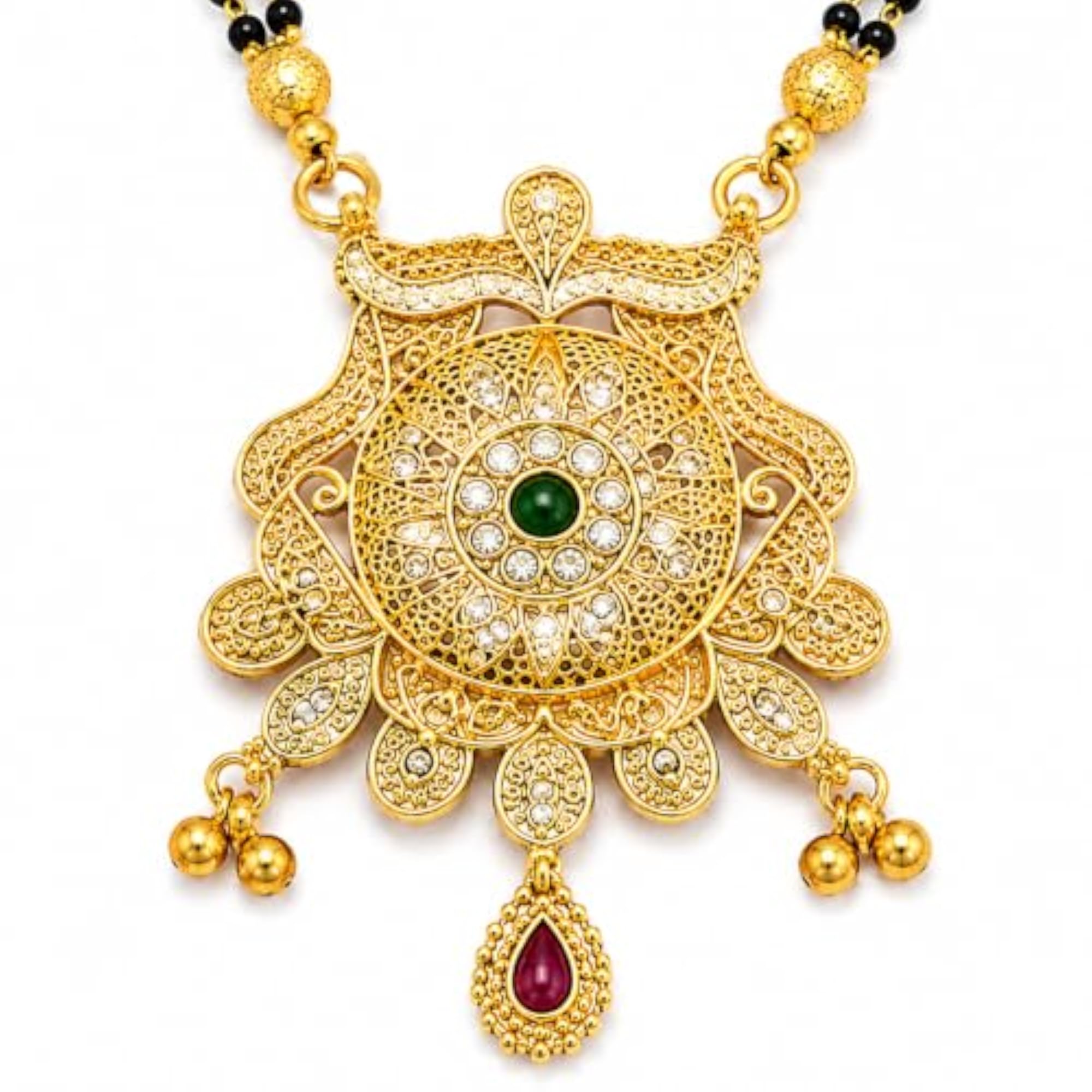 1 Gram Gold Plated Maharani Chakra Long Mangalsutra