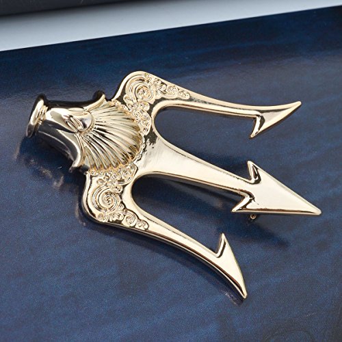 Yybonnie Vintage Gold Carved Trident Stick Pin Brooch Decorative Lapel Collar Pin For Men #TOP6