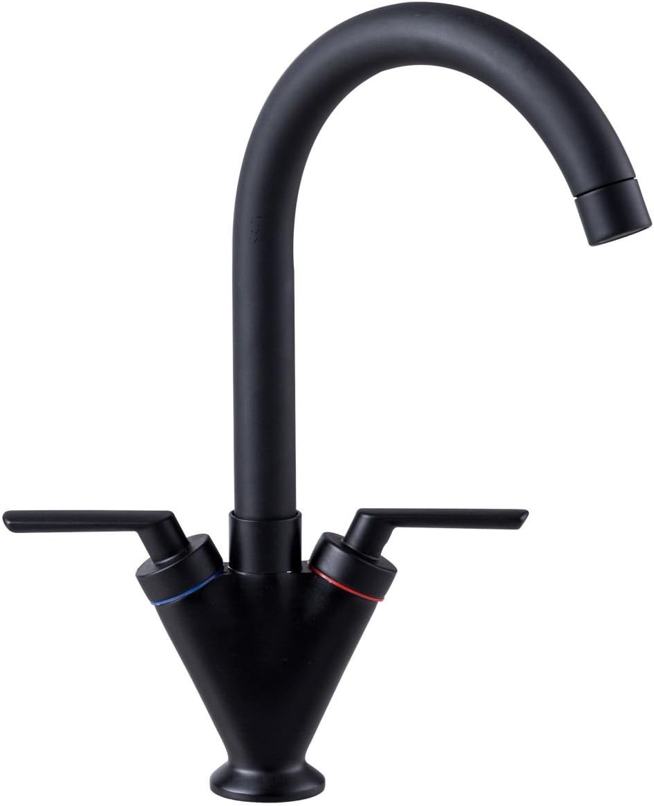 Black Classic Modern Traditional Style Twin Lever Kitchen Sink Mixer Tap