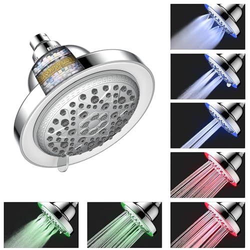 Image of ALTON FLT40520, 6-INCH, 7-Function, 15-Stage LED Shower Filter For Hard Water | Water Softener for bathroom | Shower Head Hard Water Filter | Silver