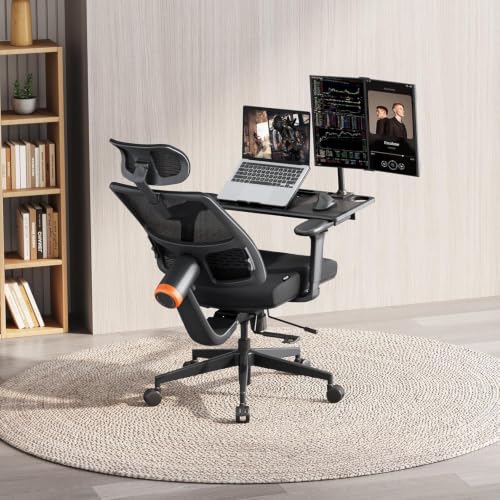Image of DROGO Ergonomic Office Chair for Work from Home, High Back Computer Chair with Adaptive Lumbar Support, 4D Armrest, Tray, Recline, Adjustable Height & Headrest, Mesh Chair for Office /Home (Black)