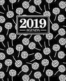 Agenda 2019: 19x23cm : Agenda 2019 semainier : fleurs blanches sur fond noir 5814