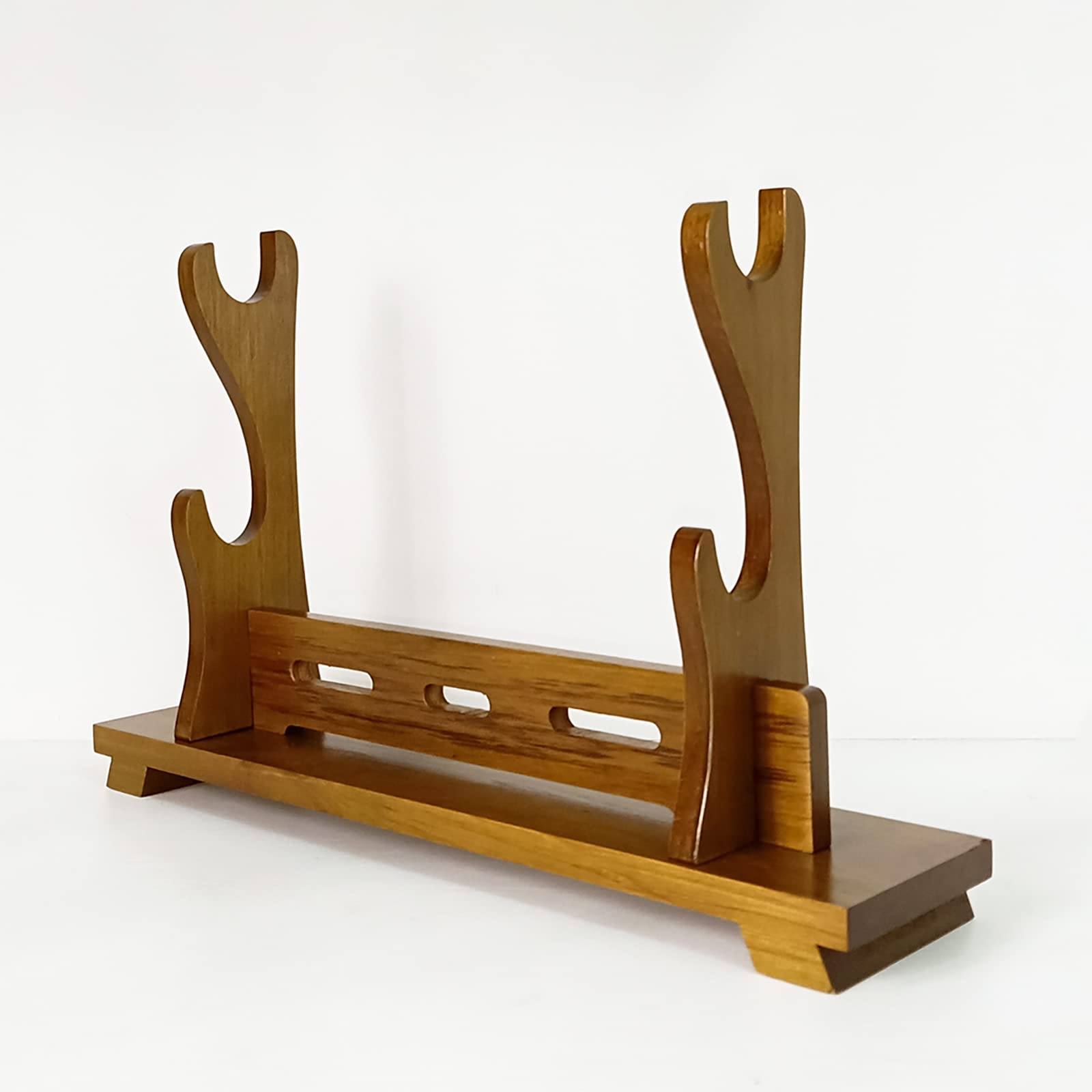 Hjhuua Brown Solid Wood Sword Stands,Wood Color Universal Katana Support Stand,Flute Stans,Handicraft Display Rack,Multifunctional Weapon Sword Holder Multi-Layer