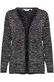 OXMO Danila Damen Strickjacke Feinstrick Cardigan Strickcardigan mit offenem V-Ausschnitt, Größe:XXL, Farbe:Black (70155)