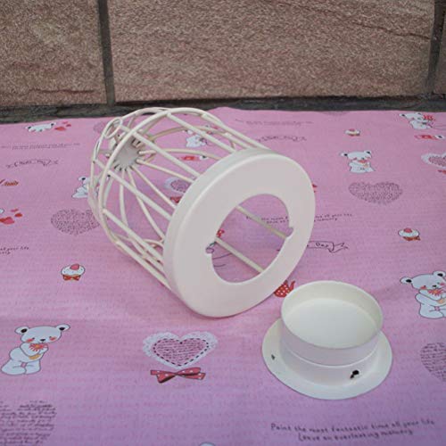 Mobestech Metal Candle Holder Hollow Out Bird Cage Vintage Hanging Candlestick Lantern For Home Wedding Centerpiece Decoration (White) #TOP5