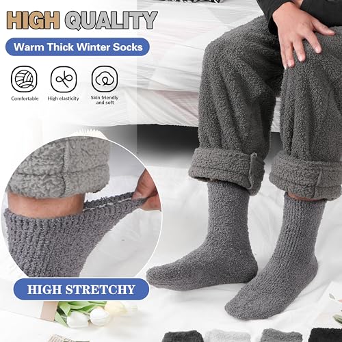 Image of Fuzzy Socks Warm Fluffy Winter Cozy Thick Plush Slipper Sleep Comfy Crew Socks for Women & Men 5 Pairs