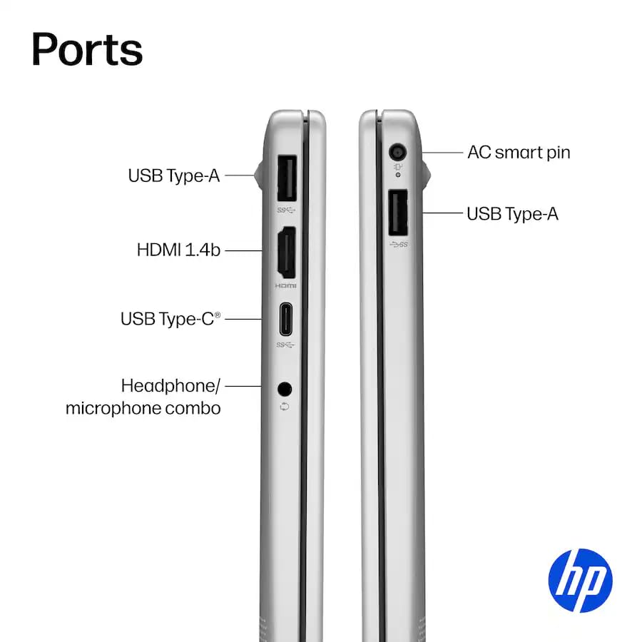 Image of HP 14 inch Laptop for Business & Students, 256GB SSD, Microsoft Office 365 Included, Windows 11, Copilot Key, AMD Athlon Silver 7120U, Natural Silver