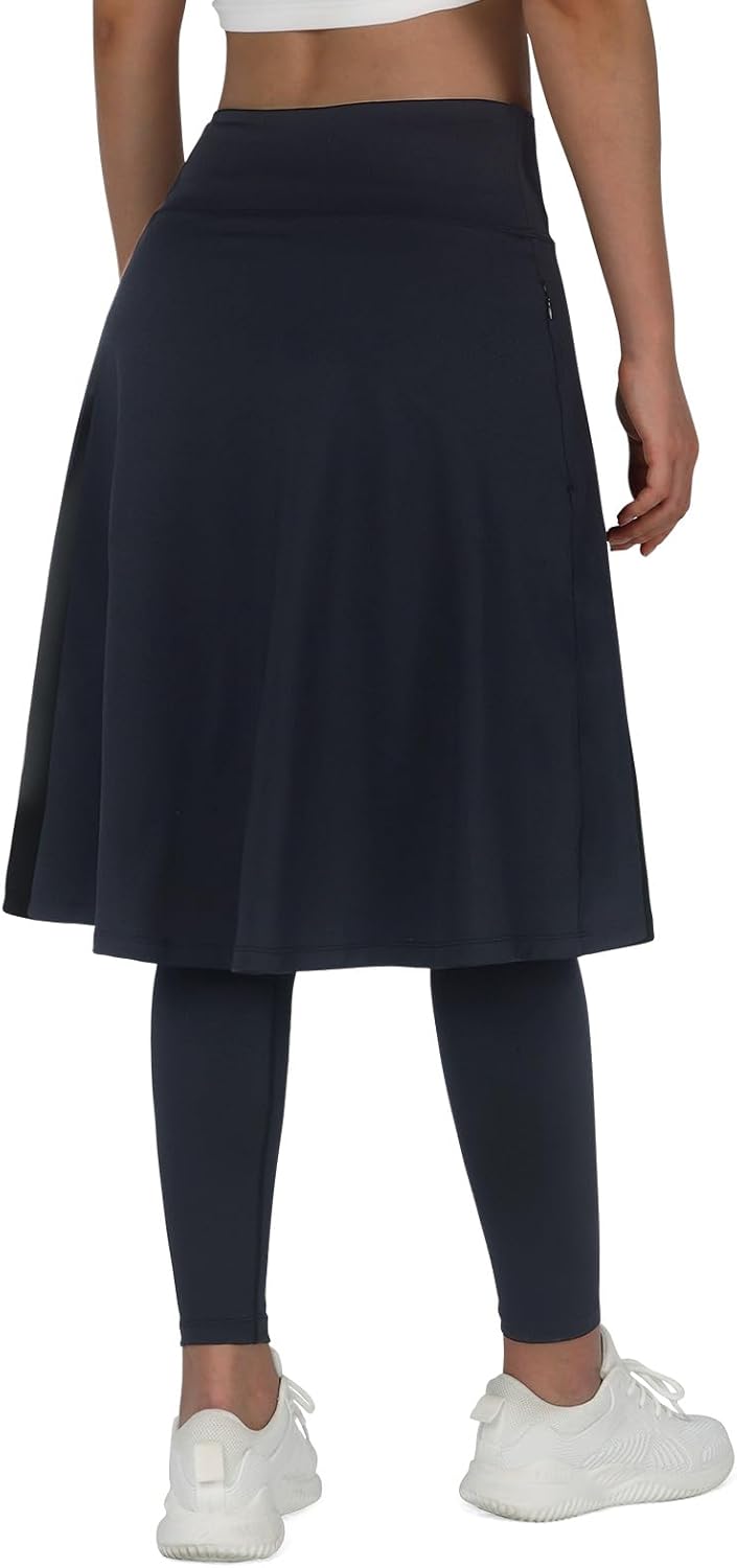 ANIVIVO Women Long Knee Length Skirt with Full Leggings,Skirted Leggings with High Waisted Pockets - Image 3