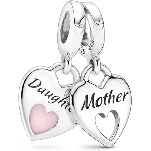 Pandora Double Heart Split Dangle Charm - Compatible Moments Bracelets - Jewelry for Women - Made with Sterling Silver & Enamel