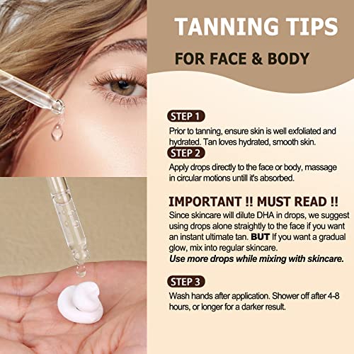 Kenmiler Face Self Tanner Tanning Drops, Natural Sunless Fake Tan, Buildable Gradual Bronzing Self-Tan Serum Facial Tanners For Quick Drying Streak-Free Healthy Sun-Kissed Glow(Deep Glow) #TOP1